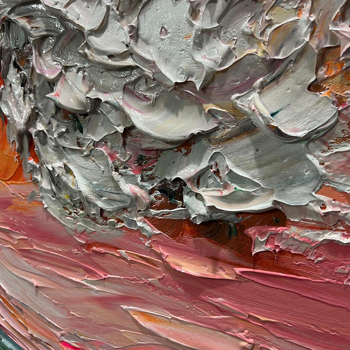 SUNSET SURGE: Textured Impasto Ocean Wave Oil Painting