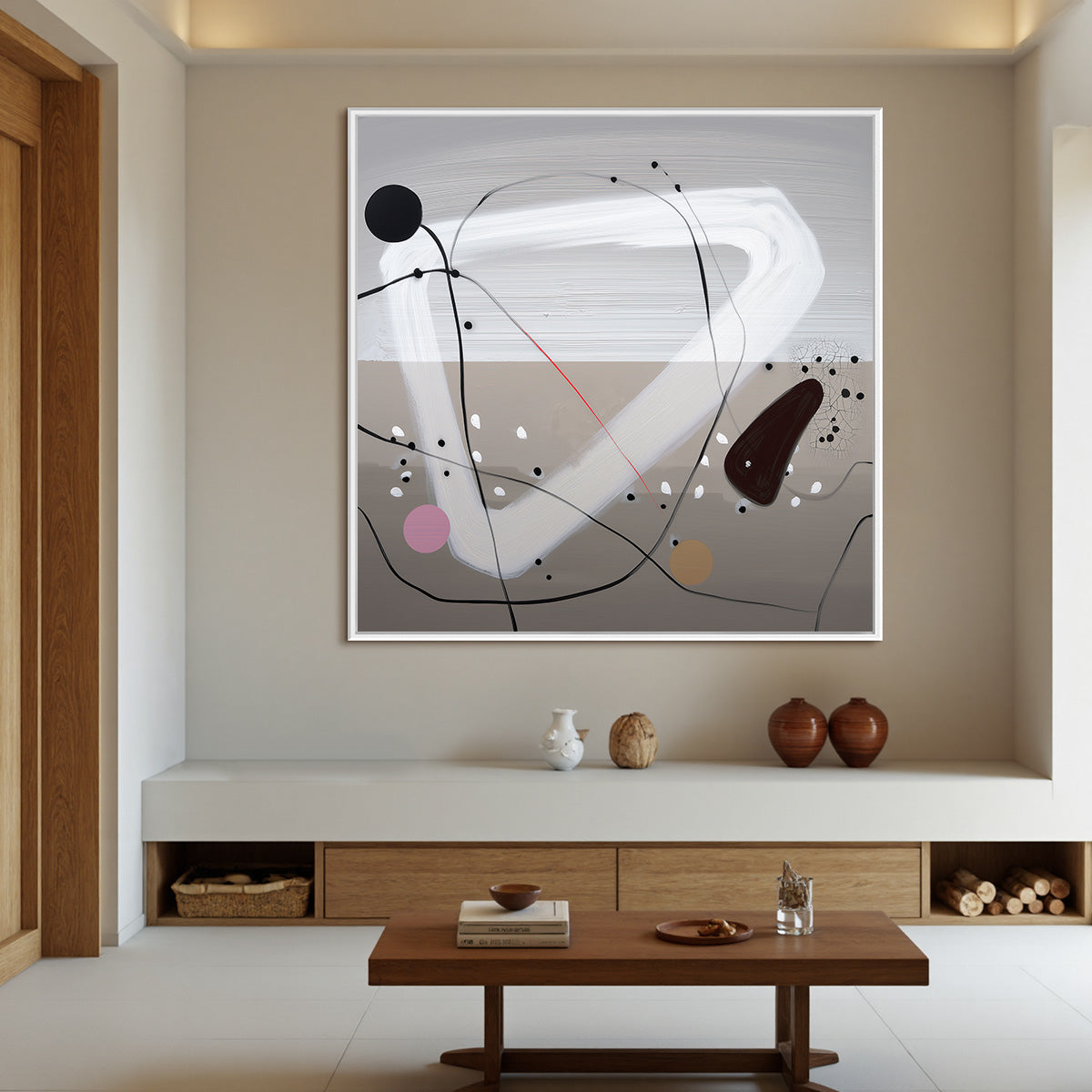 TAUPE TRIPTYCH: Minimalist Abstract Oil Painting