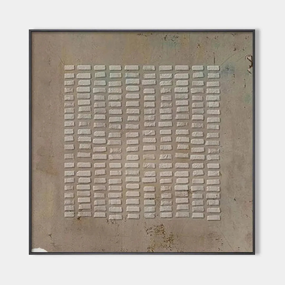 TEXTURED BEIGE GRID: Minimalist Textured Painting