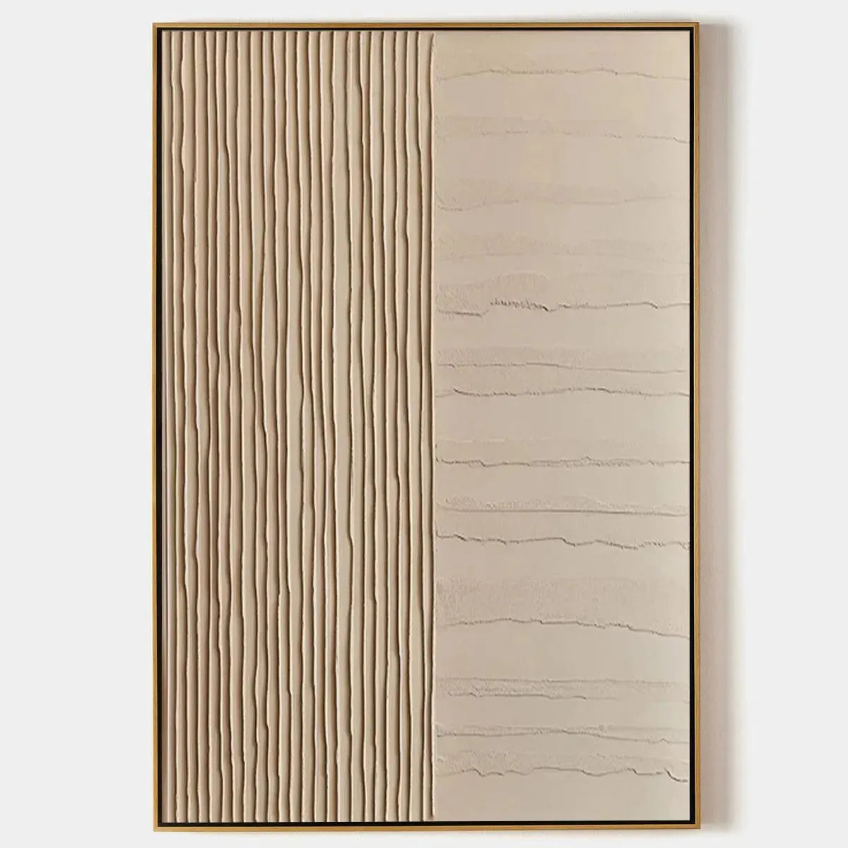 TEXTURED BEIGE LINES: Minimalist Textured Painting