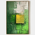 TEXTURED GREEN AND YELLOW: Textured Abstract Painting, Vertical Wall Art