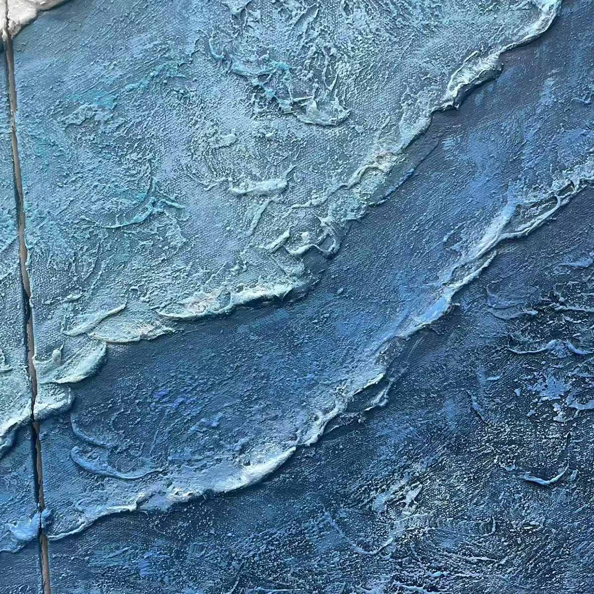 TEXTURED OCEANSCAPE TRIPTYCH: Textured Abstract Painting Set of 3