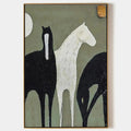 THREE HORSES: Minimalist Horse Painting, Vertical Wall Art