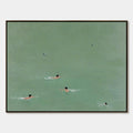 TIDAL GLIDE: Minimalist Swimmer Sports Oil Painting