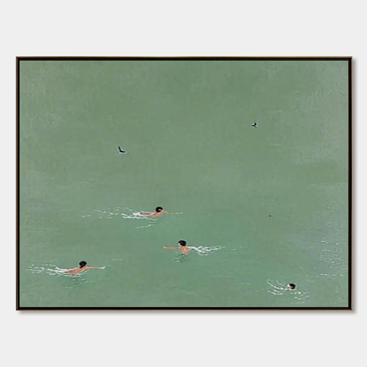 TIDAL GLIDE: Minimalist Swimmer Sports Oil Painting