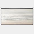 TRANQUIL COAST: Minimalist Coastal Landscape Painting in Neutral Tones