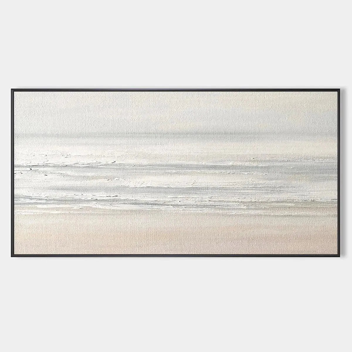 TRANQUIL COAST: Minimalist Coastal Landscape Painting in Neutral Tones
