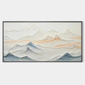 TRANQUIL PEAKS: Textured Abstract Mountain Landscape Painting in Beige and Blue