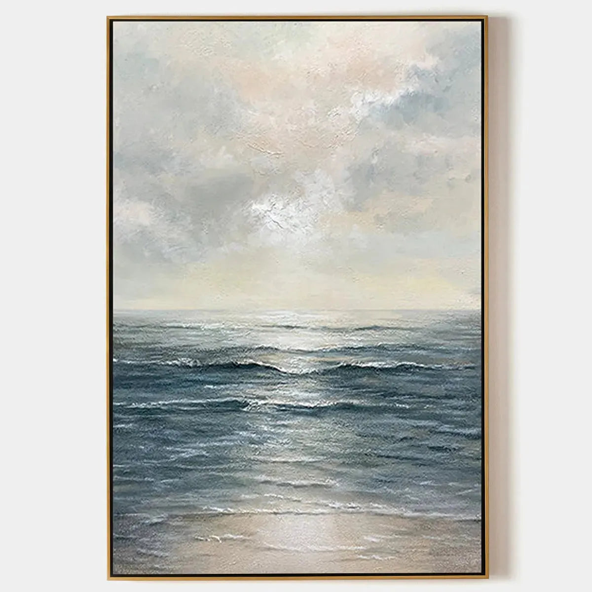 TRANQUIL SHORES: Serene Coastal Landscape Oil Painting