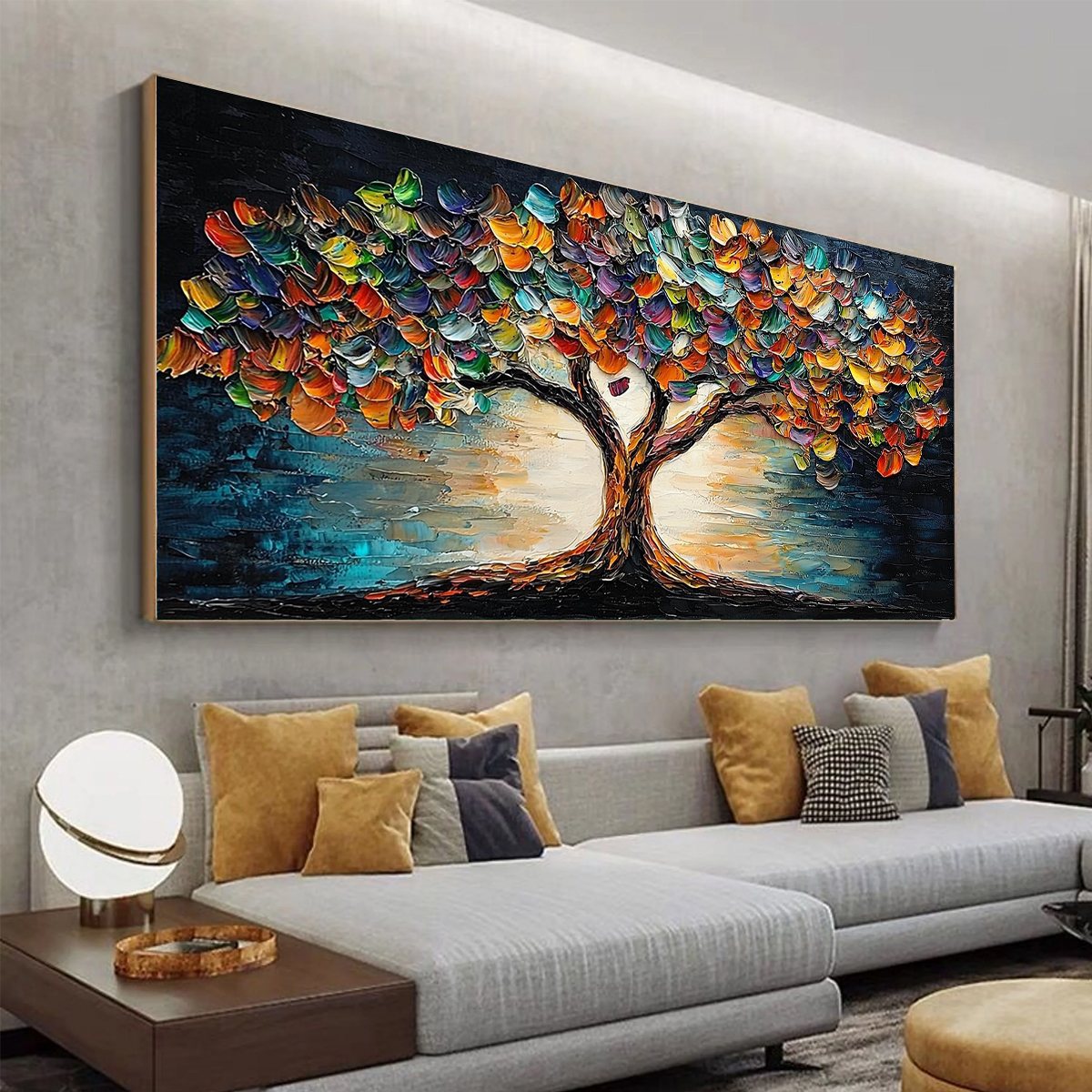 TREE OF LIFE: Textured Impasto Colorful Tree Oil Painting