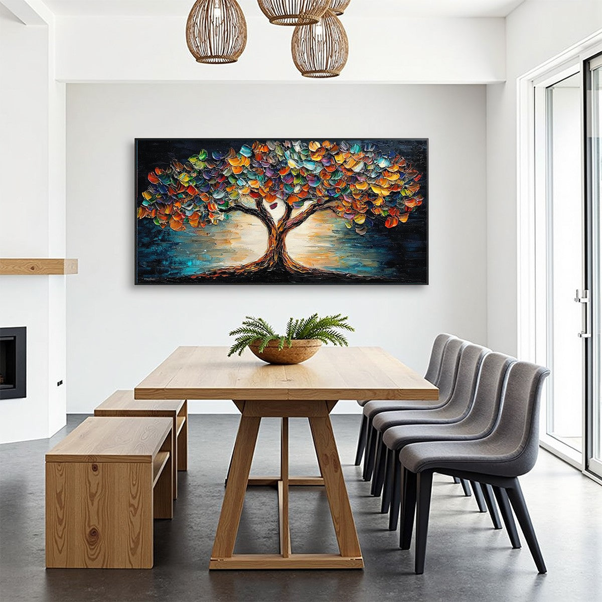 TREE OF LIFE: Textured Impasto Colorful Tree Oil Painting