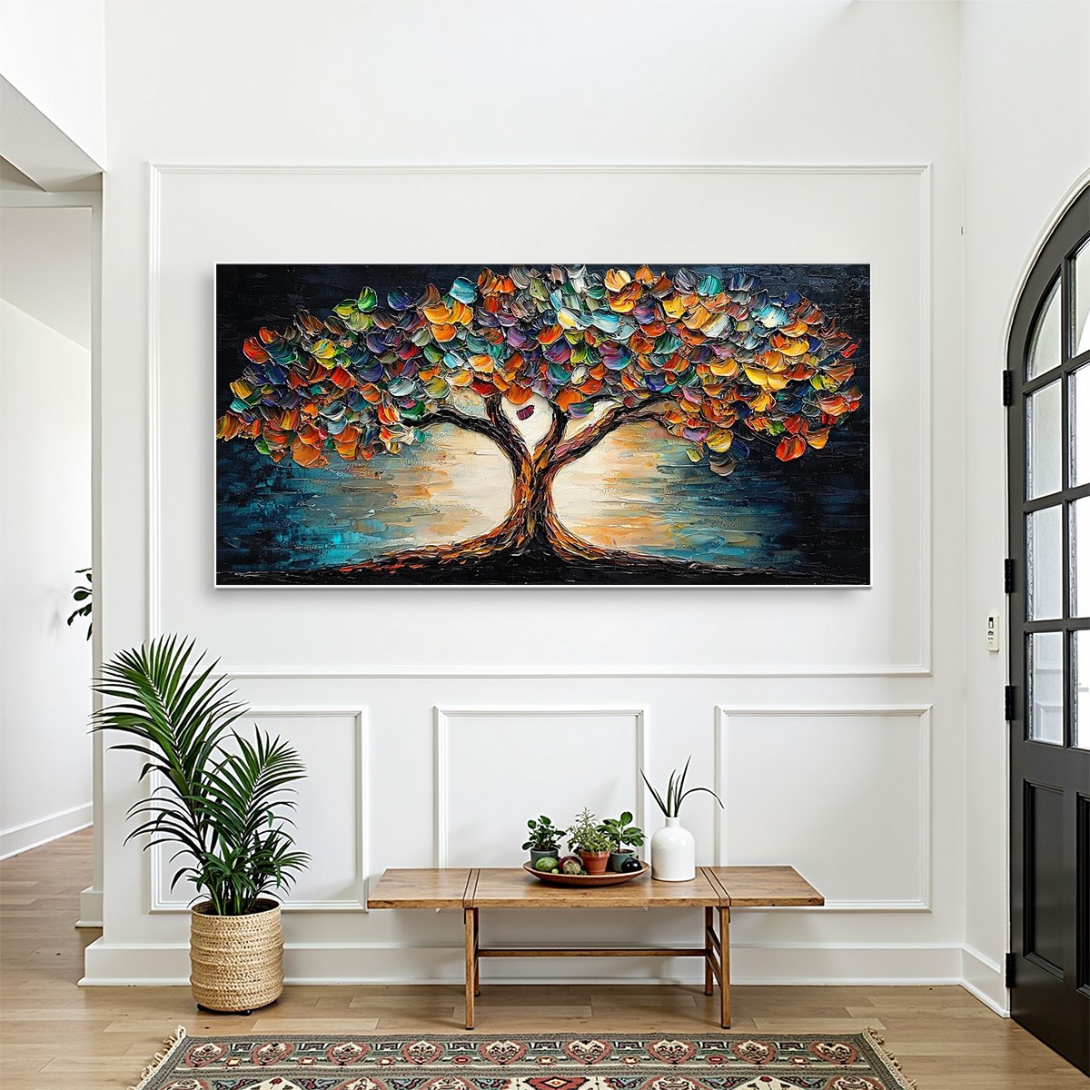 TREE OF LIFE: Textured Impasto Colorful Tree Oil Painting