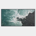 TURQUOISE CRASH: Textured Abstract Seascape Painting in Teal and Black
