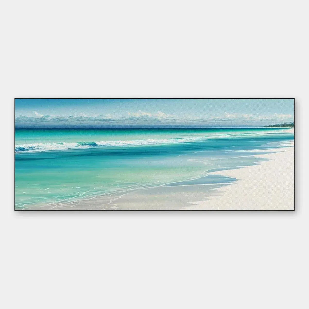 TURQUOISE DREAM PANORAMIC: Beach Painting, Panoramic Wall Art, Coastal Decor