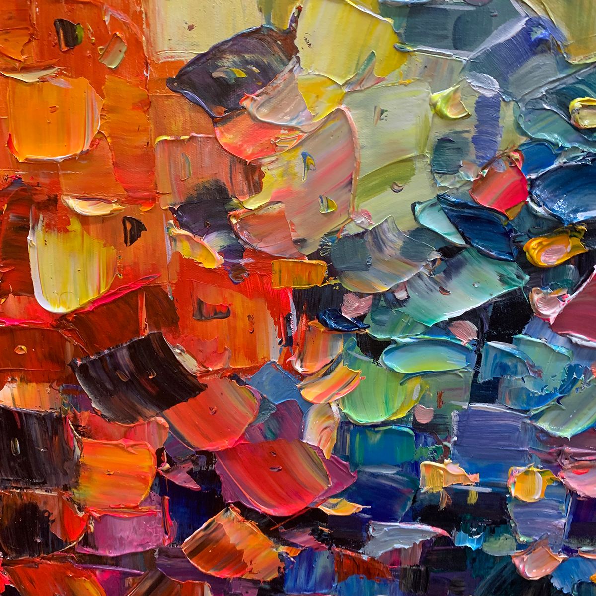 COLOR SYMPHONY: Textured Abstract Impasto Oil Painting