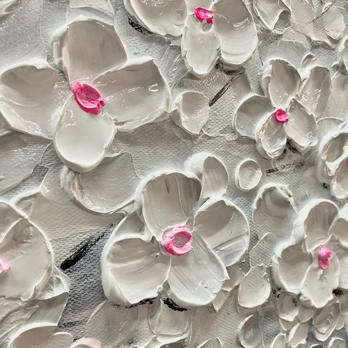 BLOSSOM DREAM: Textured Blossom Tree Painting in White and Gold