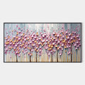 ROSEWOOD DAWN: Textured Floral Landscape Oil Painting in Pink