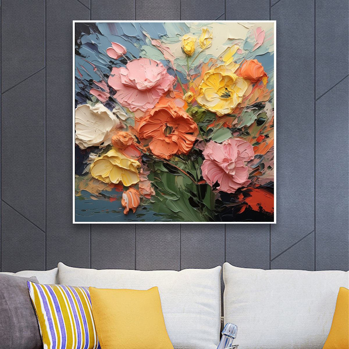 BLOOMING BOUQUET: Textured Floral Oil Painting