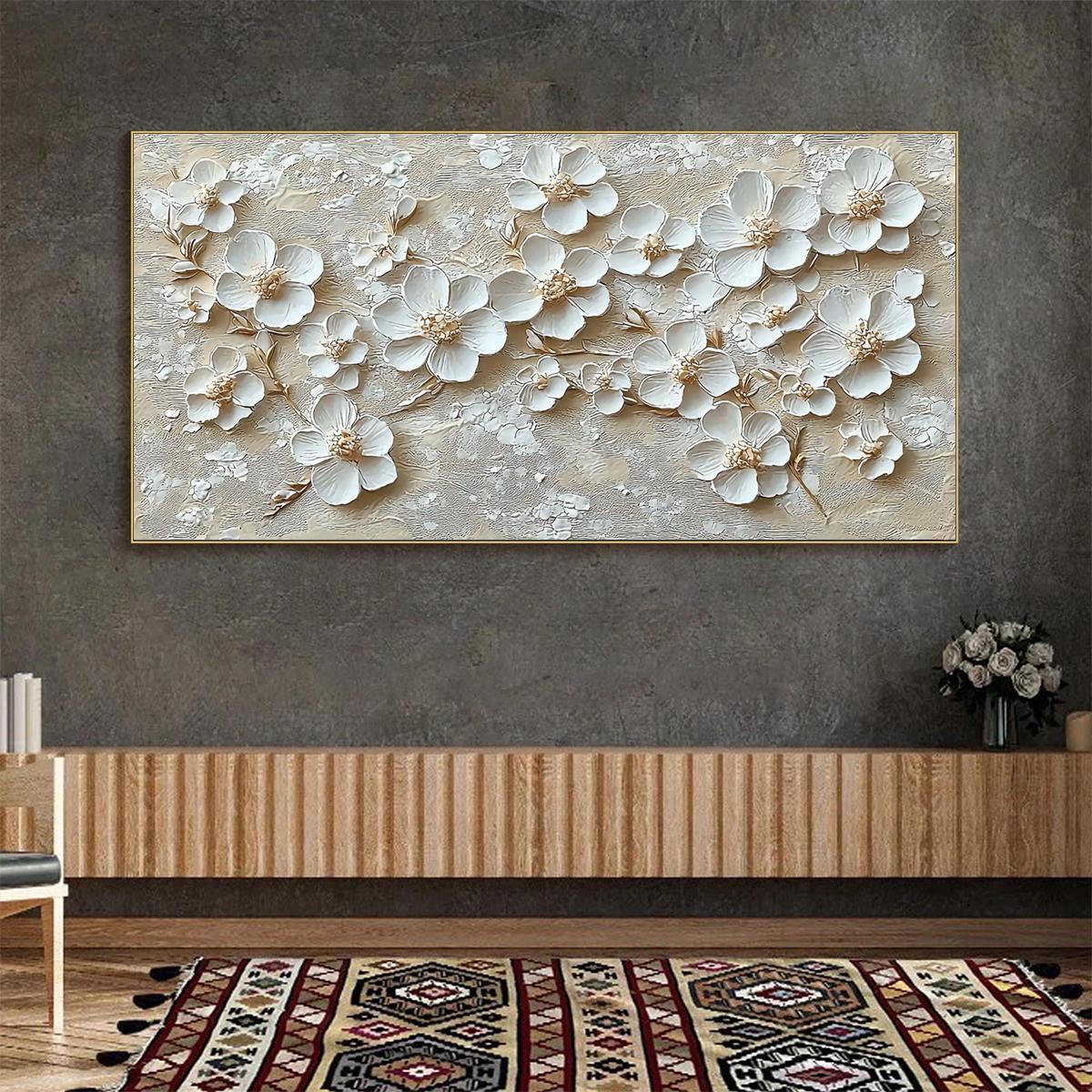 GOLDEN BLOSSOMS: Textured Floral Oil Painting