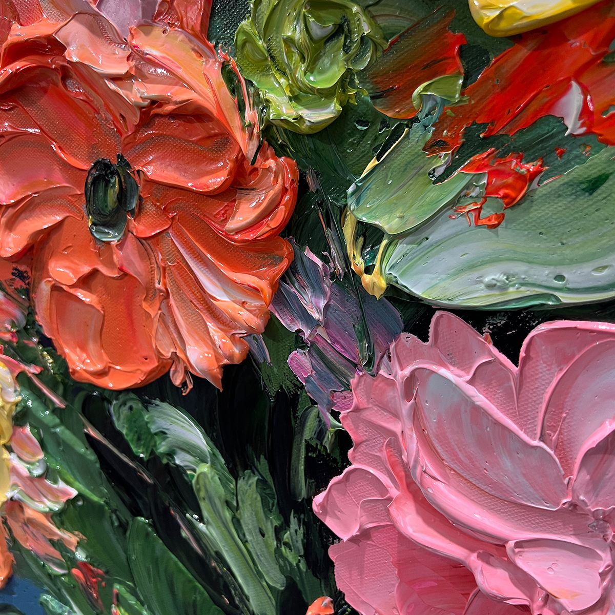 BLOOMING BOUQUET: Textured Floral Oil Painting