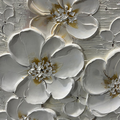 BLOSSOM SERENADE: Textured Floral Oil Painting
