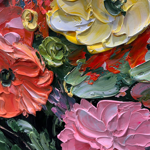 BLOOMING BOUQUET: Textured Floral Oil Painting