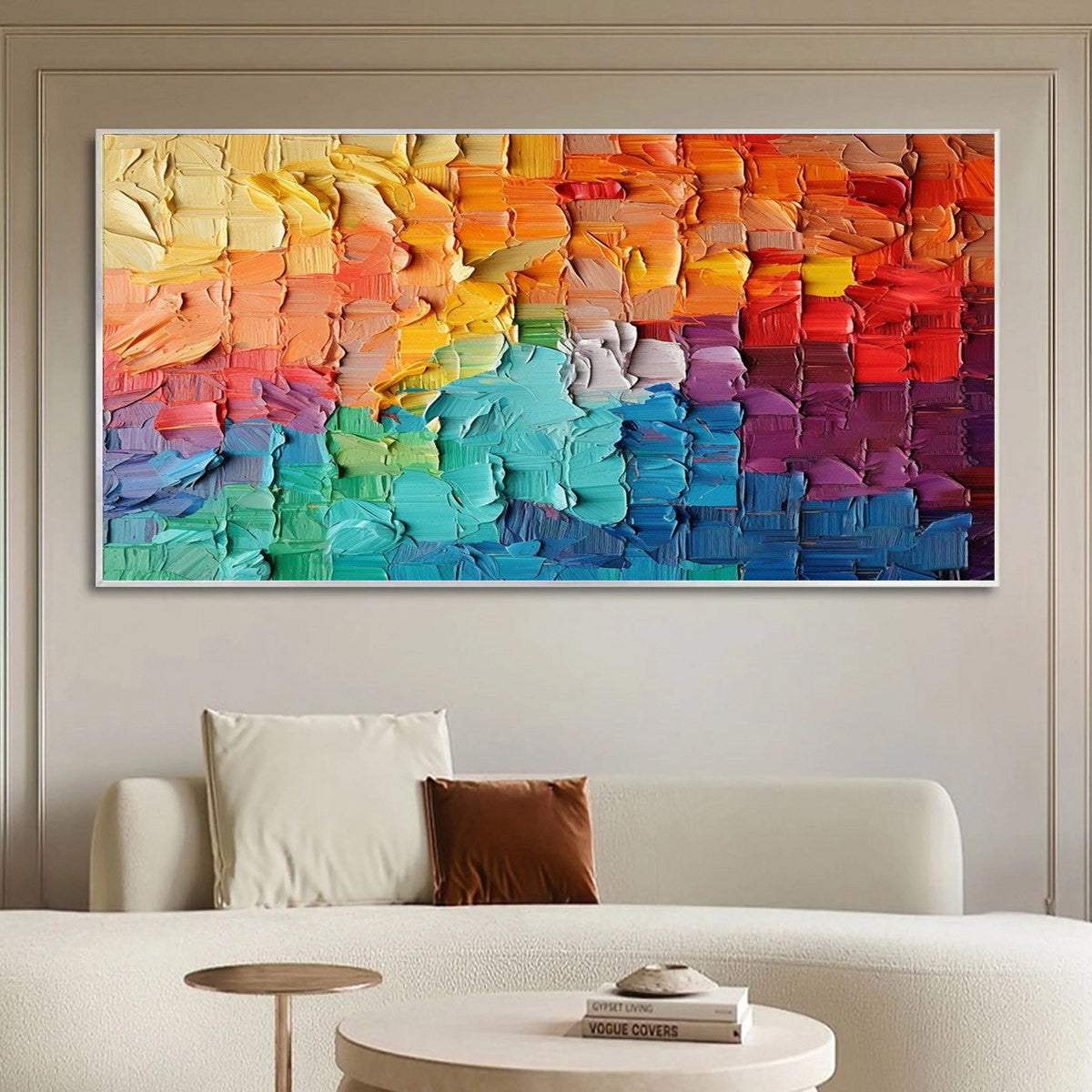 RAINBOW HARMONY: Textured Impasto Abstract Oil Painting