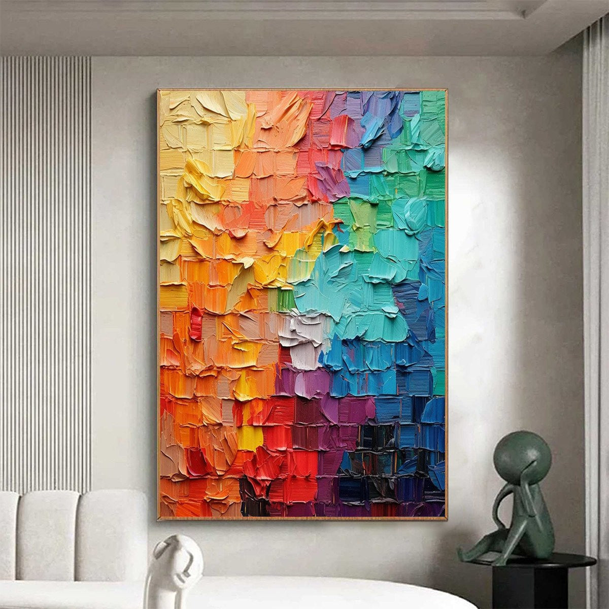SPECTRUM MOSAIC: Textured Impasto Abstract Oil Painting