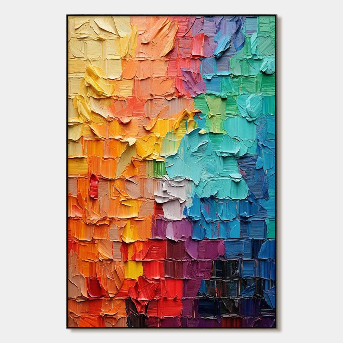 SPECTRUM MOSAIC: Textured Impasto Abstract Oil Painting
