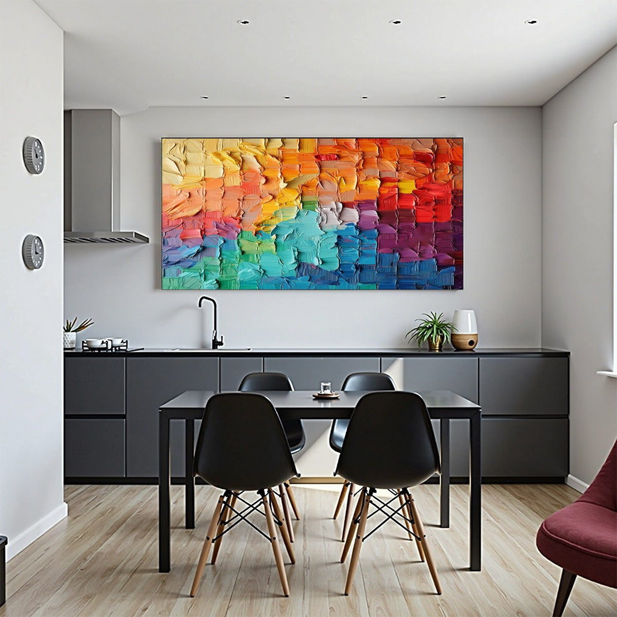 RAINBOW HARMONY: Textured Impasto Abstract Oil Painting