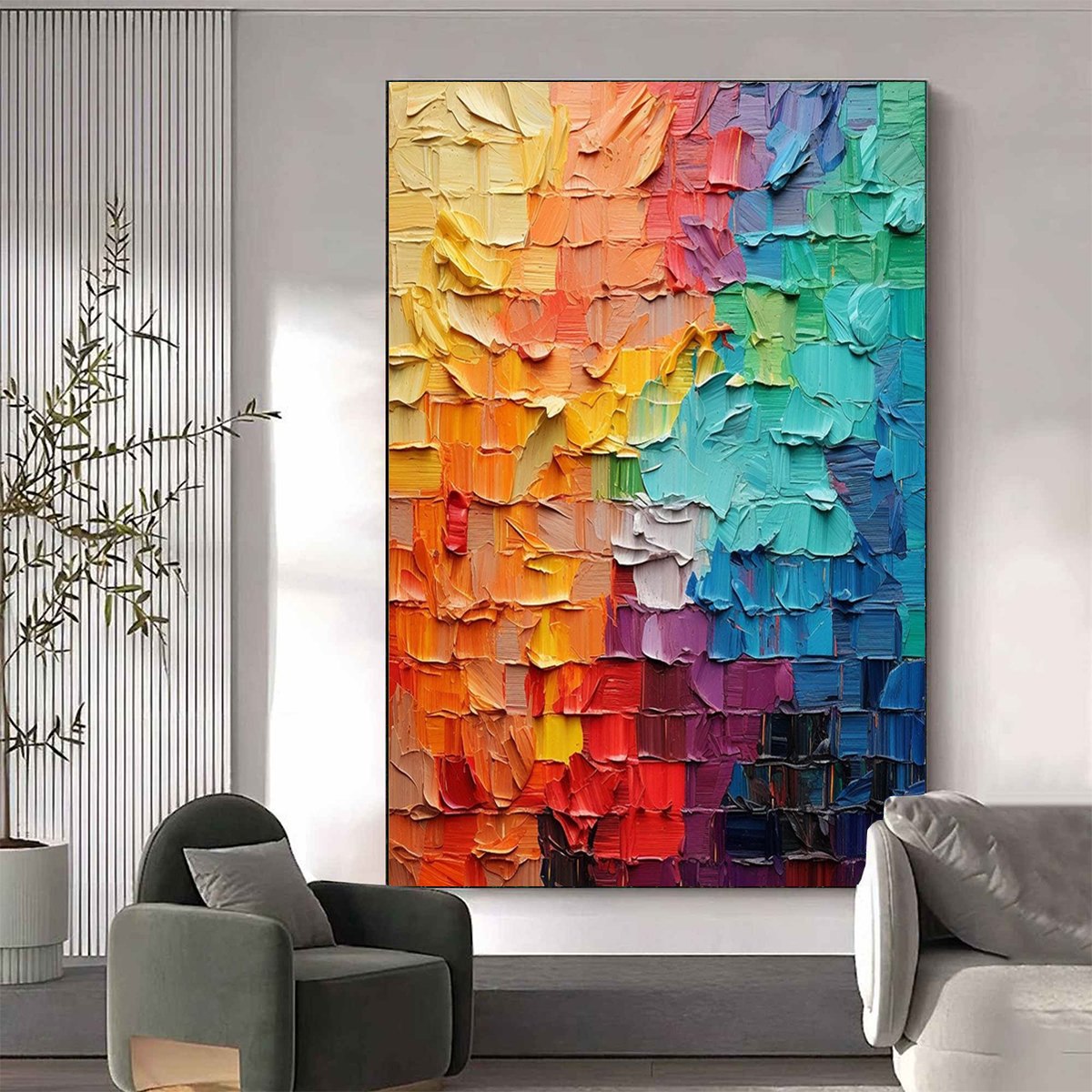SPECTRUM MOSAIC: Textured Impasto Abstract Oil Painting