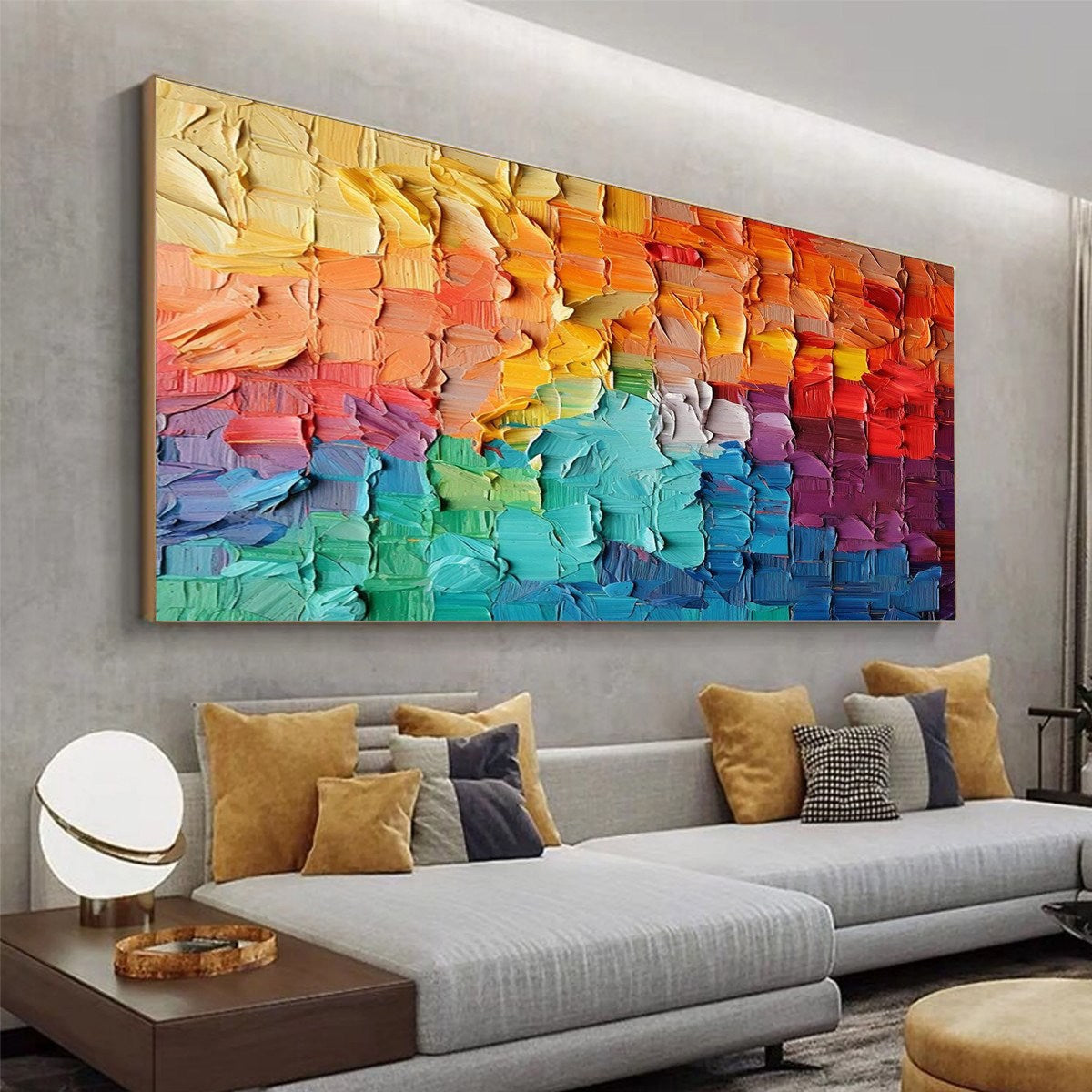 RAINBOW HARMONY: Textured Impasto Abstract Oil Painting
