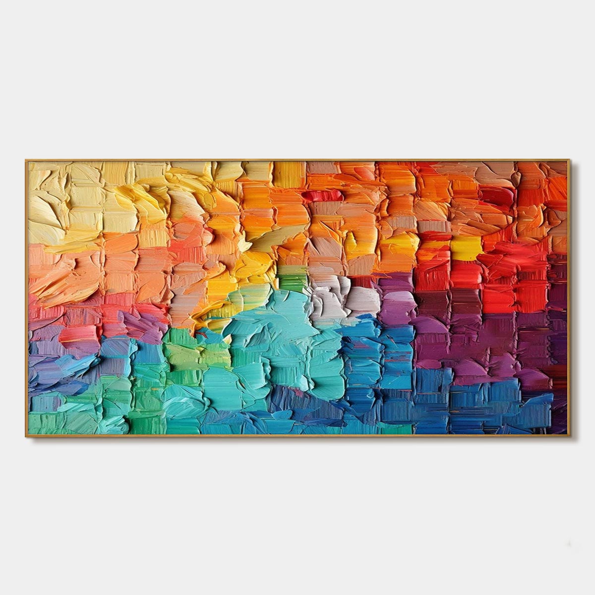 RAINBOW HARMONY: Textured Impasto Abstract Oil Painting