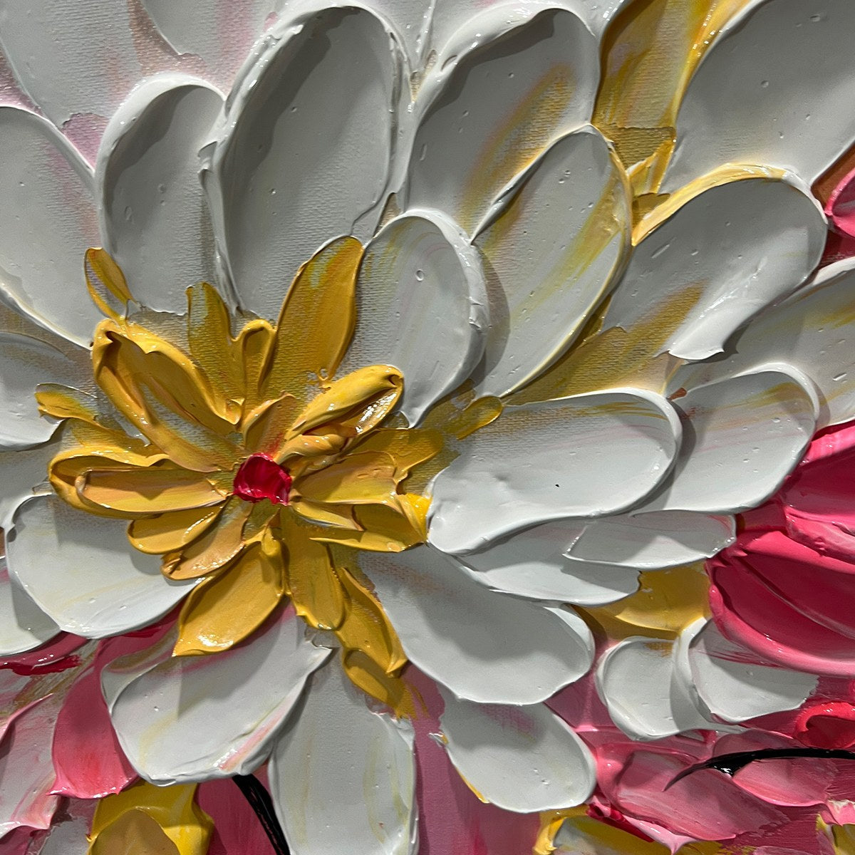 BLUSHING BLOOMS: Textured Impasto Floral Oil Painting