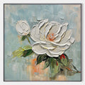 BLOSSOM'S GRACE: Textured Impasto Magnolia Painting on Square Canvas