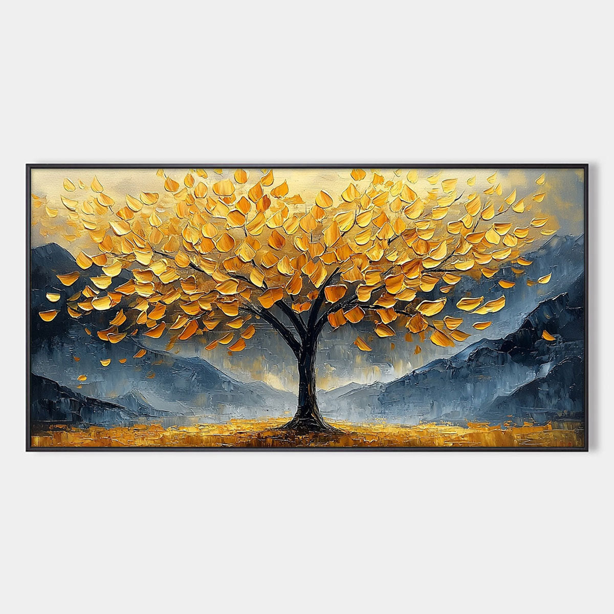 GOLDEN SANCTUARY: Textured Landscape Oil Painting
