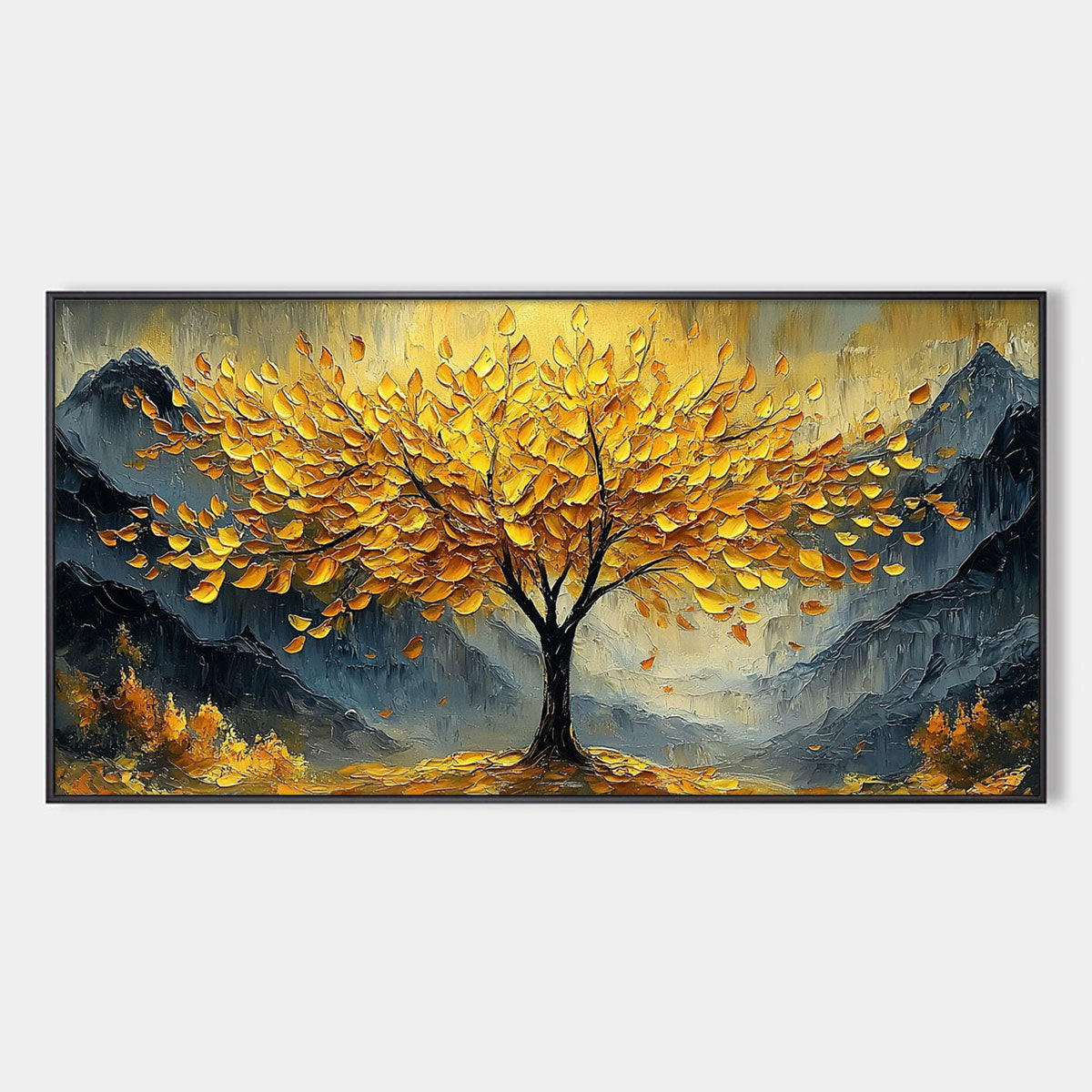 GOLDEN MAJESTY: Textured Landscape Oil Painting