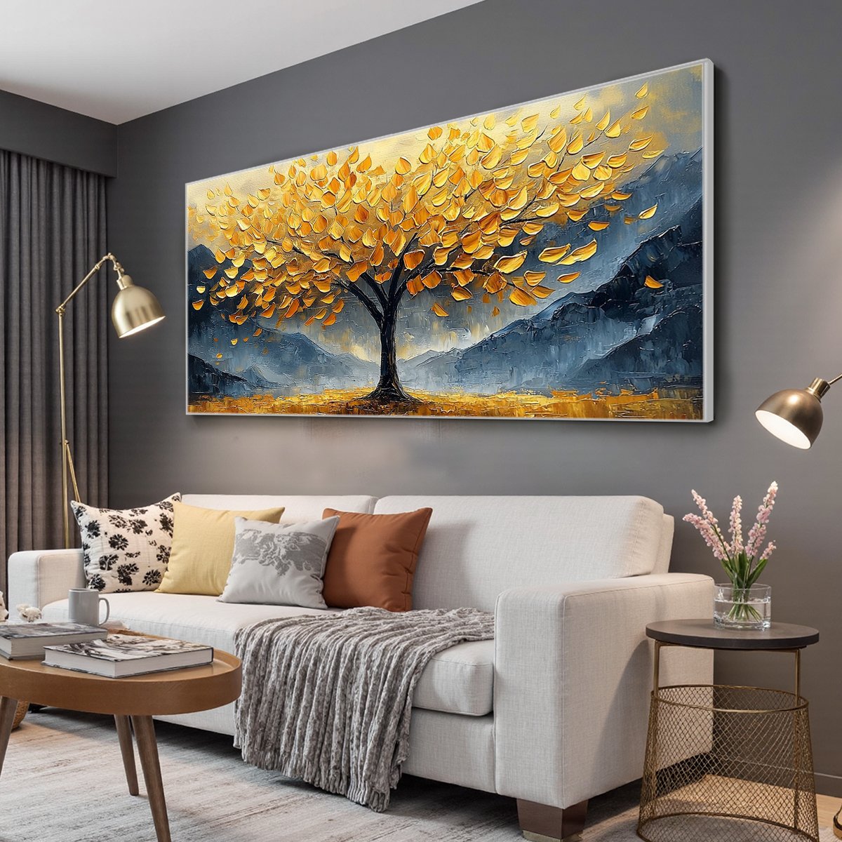 GOLDEN SANCTUARY: Textured Landscape Oil Painting