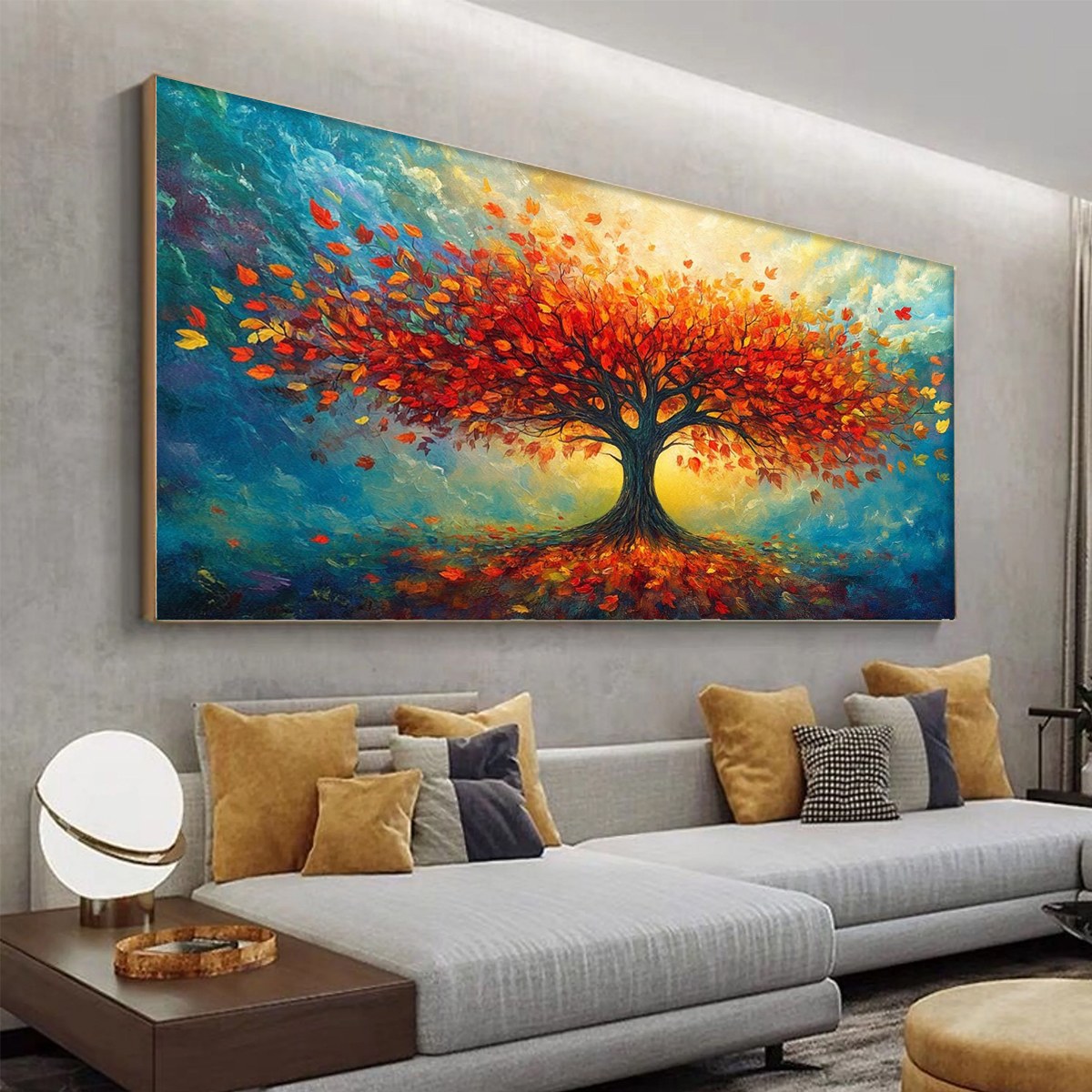 AUTUMN FIRE: Textured Landscape Oil Painting