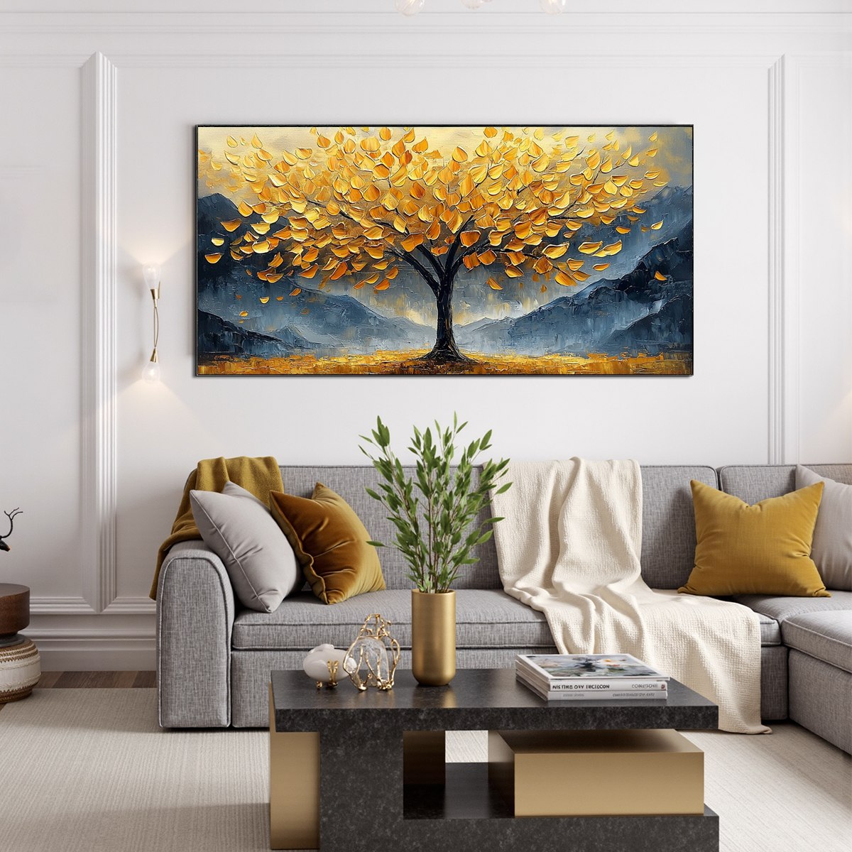 GOLDEN SANCTUARY: Textured Landscape Oil Painting