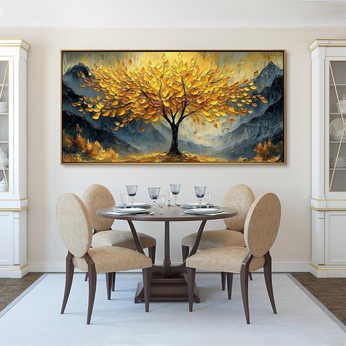 GOLDEN MAJESTY: Textured Landscape Oil Painting