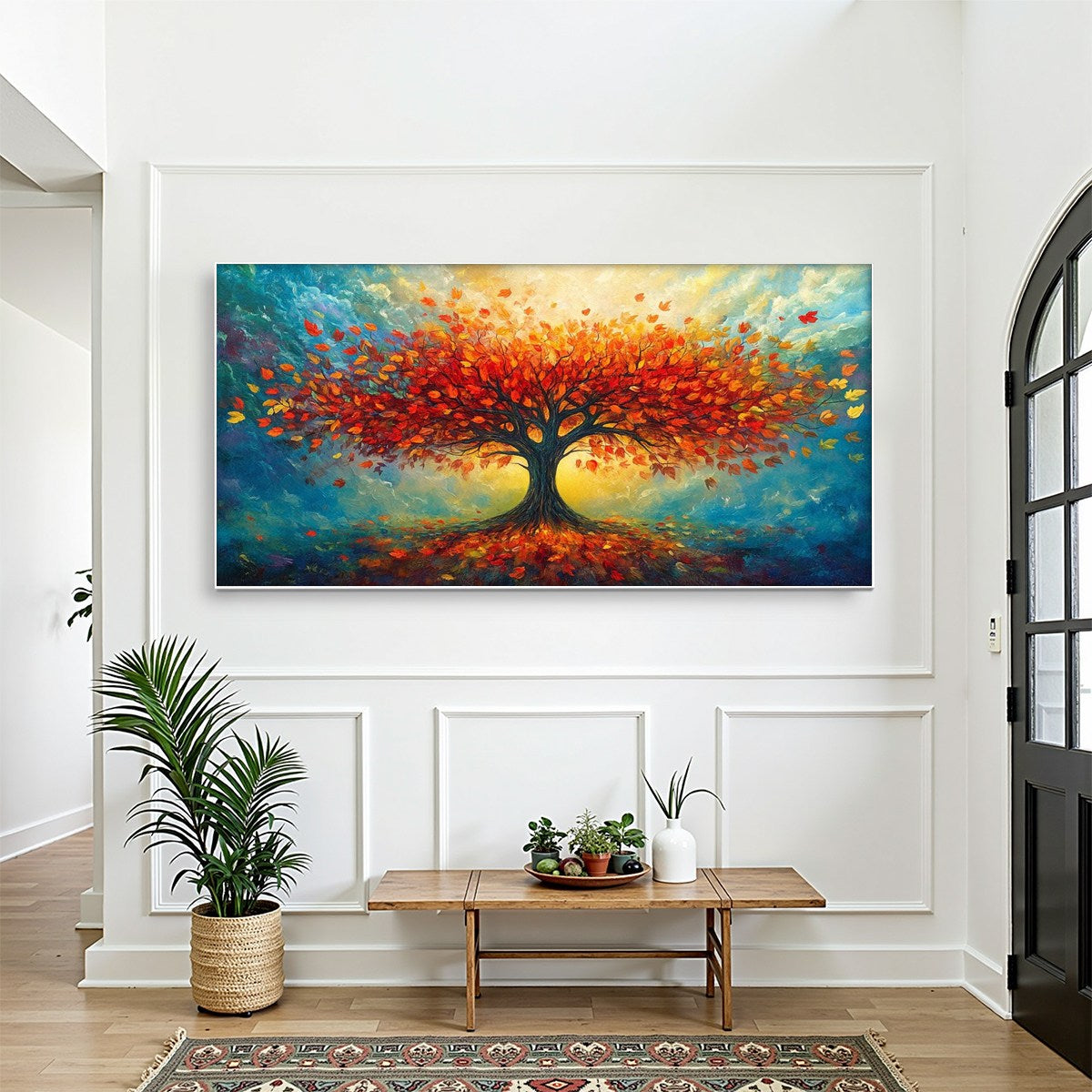 AUTUMN FIRE: Textured Landscape Oil Painting