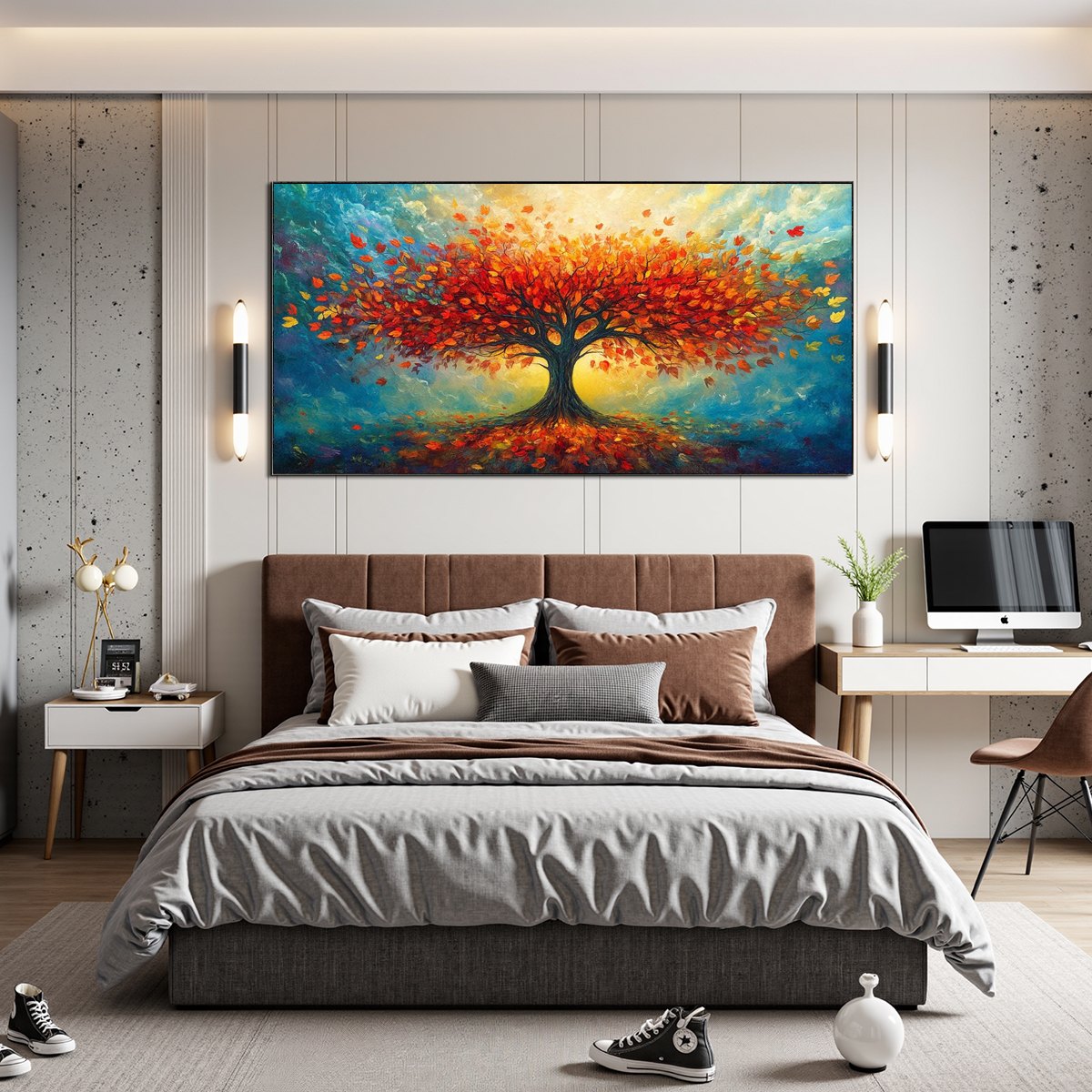 AUTUMN FIRE: Textured Landscape Oil Painting