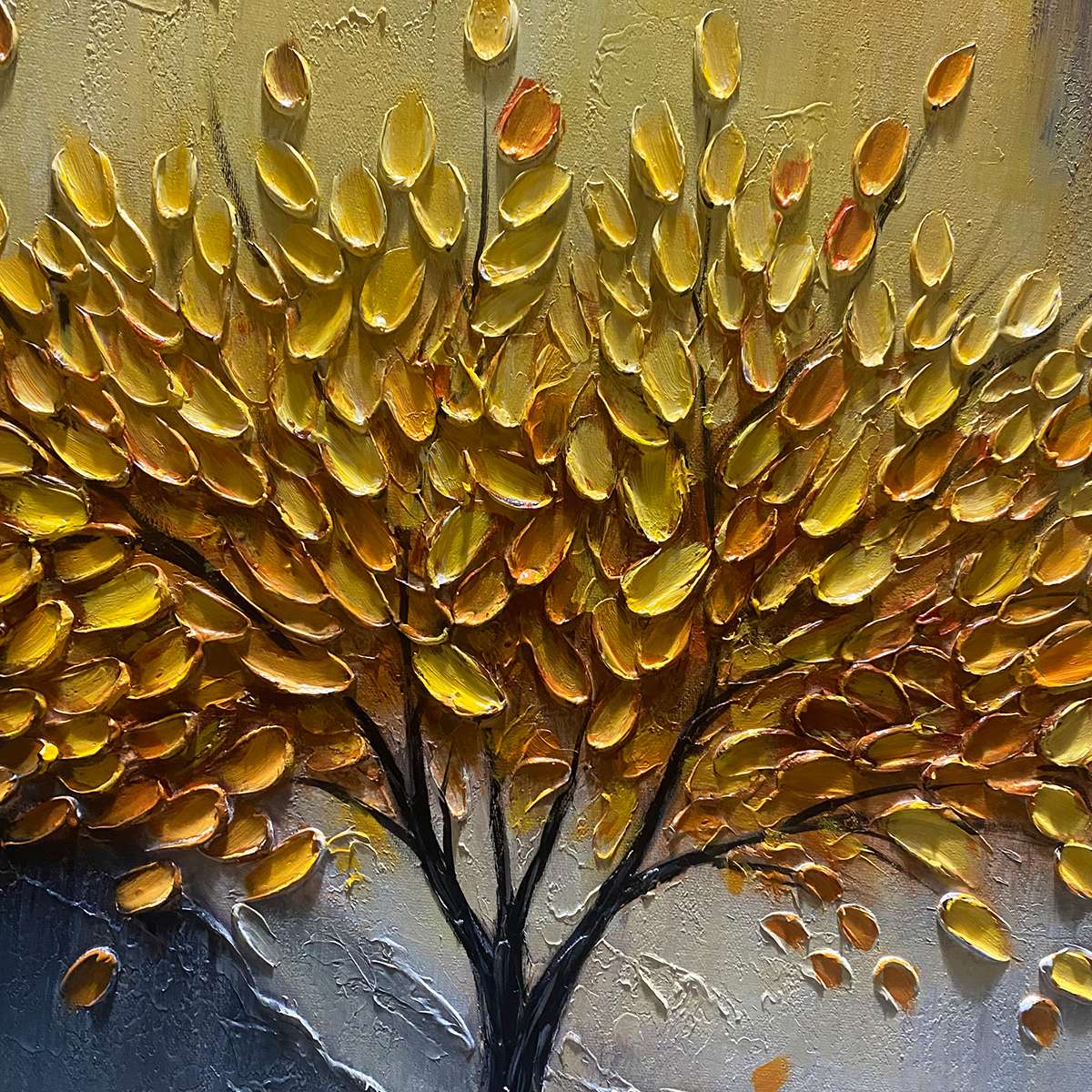 GOLDEN MAJESTY: Textured Landscape Oil Painting
