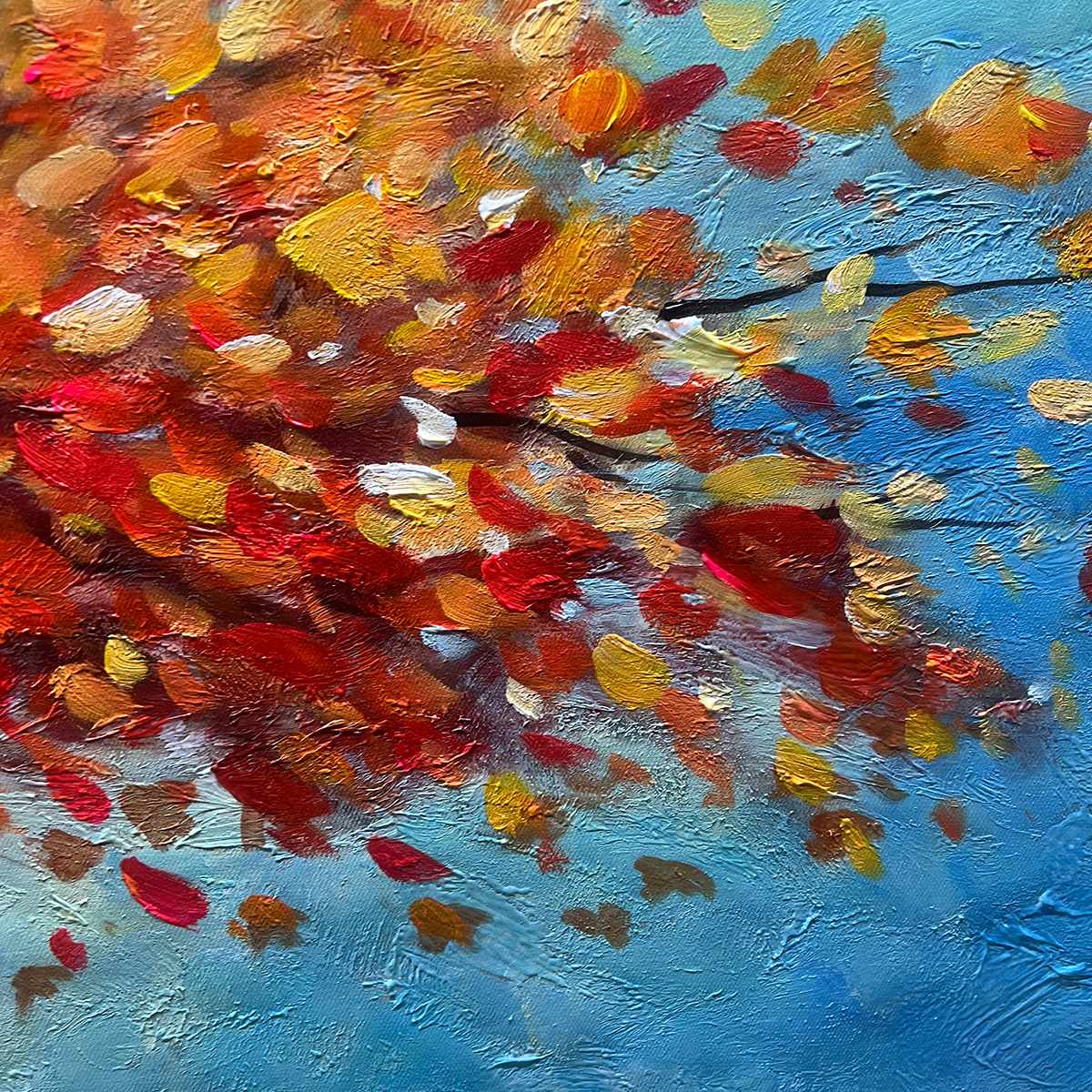 AUTUMN FIRE: Textured Landscape Oil Painting