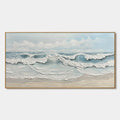 COASTAL SERENITY: Textured Ocean Waves Seascape Oil Painting