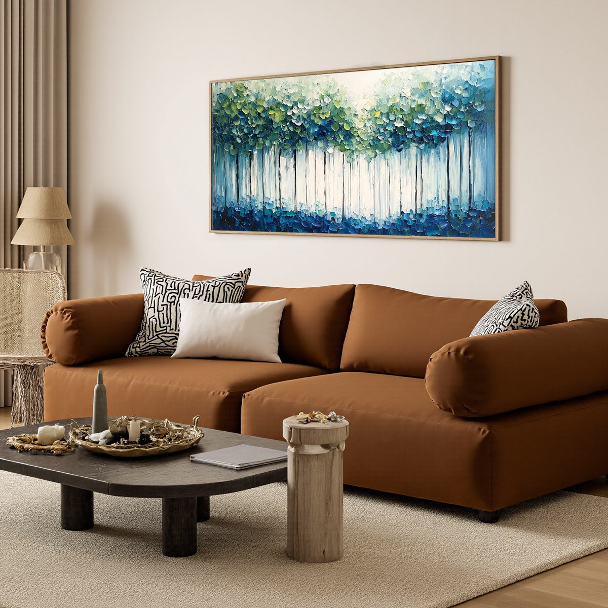 FOREST WHISPERS: Textured Panoramic Oil Painting