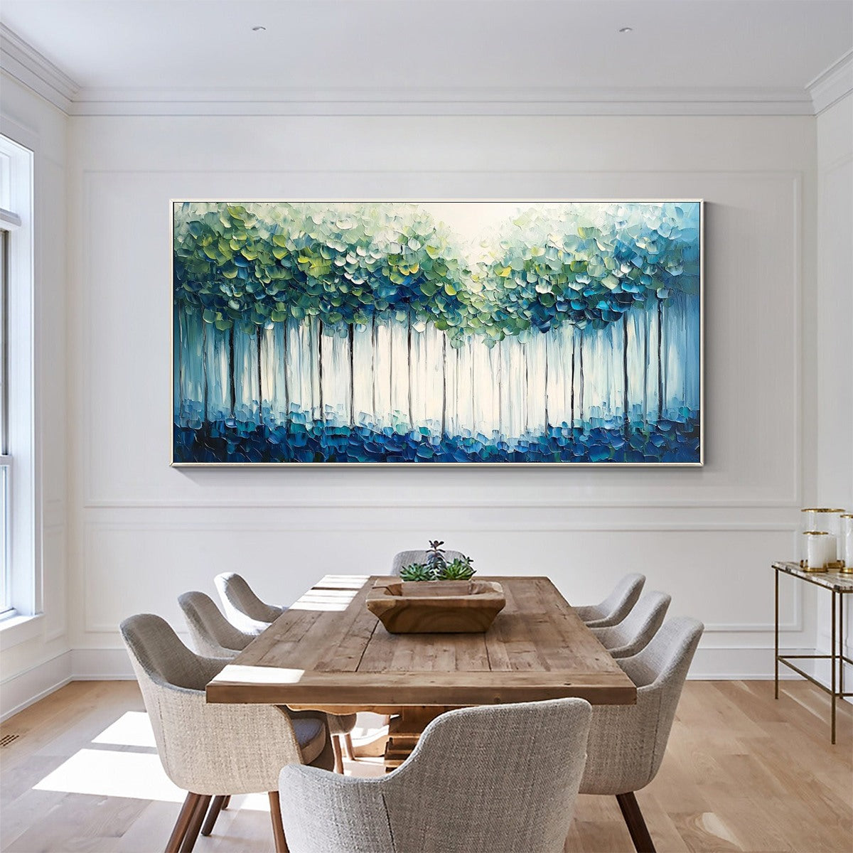 FOREST WHISPERS: Textured Panoramic Oil Painting