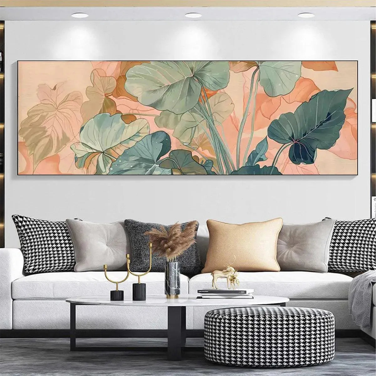 TROPICAL LEAF PANORAMIC: Botanical Painting, Panoramic Wall Art