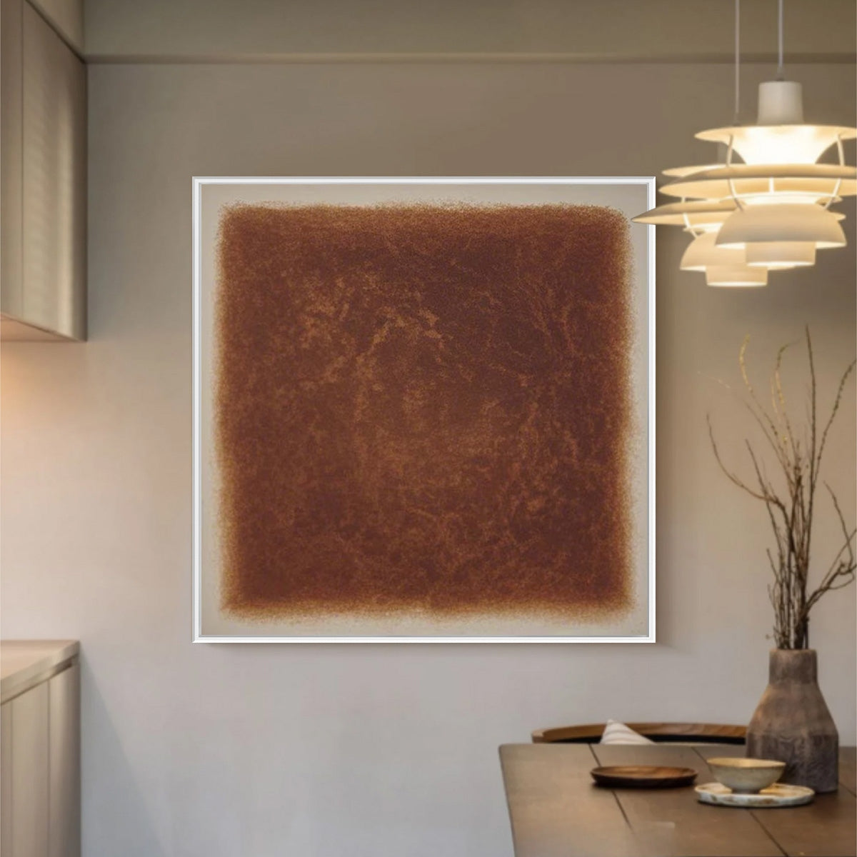 UMBRA: Textured Abstract Square Brown Oil Painting